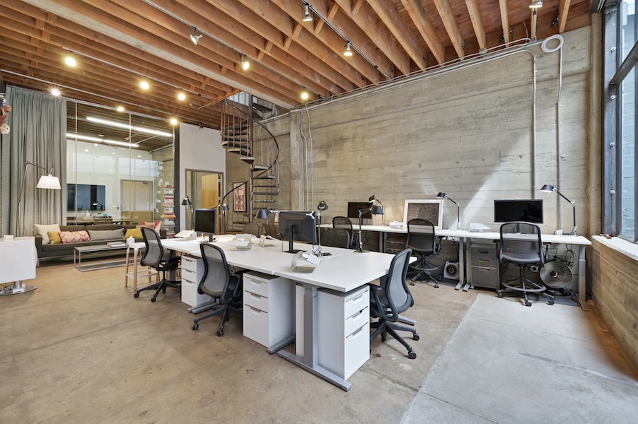 Desks in a technology office building